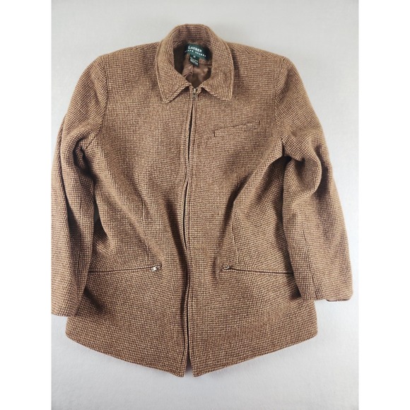 Ralph Lauren Jackets & Blazers - Lauren Ralph Lauren Size 12 Brown Lined Wool Full Zip Classic Jacket